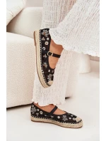 Síťované espadrilky s výšivkou na platformě černé model 21700046 - Boto Síťované espadrilky s výšivkou na platformě černé model 21700046 - Boto