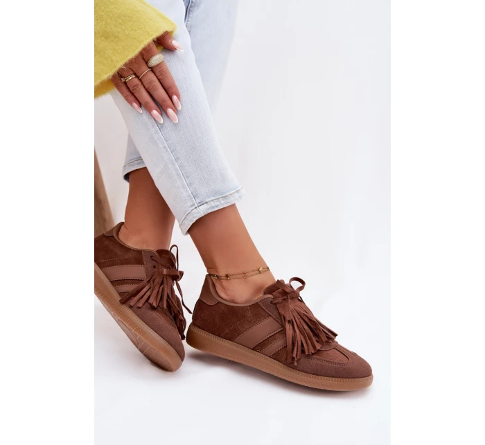 Dámské tenisky s třásněmi Hnědé model 21937698 - Boto Dámské tenisky s třásněmi Hnědé model 21937698 - Boto