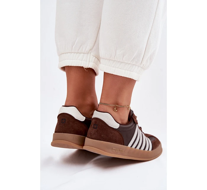 Dámské tenisky z pravé kůže a semiše Big Star model 22042822 Čokoládové - Big Star Shoes