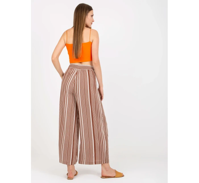 Kalhoty D73781M62237A bílá hnědá