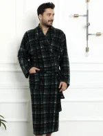 Pánský župan 1007 zelené káro - CoCoon