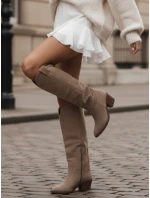 Dámské semišové béžové kozačky model 21993222 - Dstreet