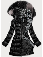 Černá péřová dámská zimní bunda (XW822X)