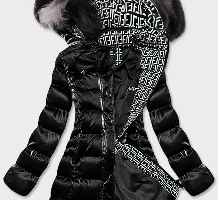 Černá péřová dámská zimní bunda (XW822X)