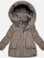 Dámská péřová bunda S'West oversize světle hnědá (B8539-48)