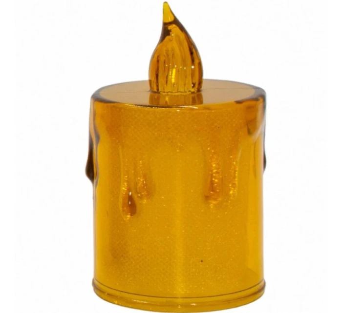 DEKORATIVNÍ SVÍČKA 8 CM JANTAROVÁ TEPLÁ BÍLÁ 1 LED