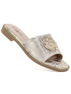 Dámské zlaté kožené žabky S.Barski KV61-6034