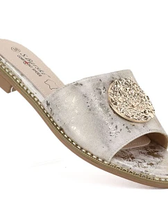 Dámské zlaté kožené žabky S.Barski KV61-6034