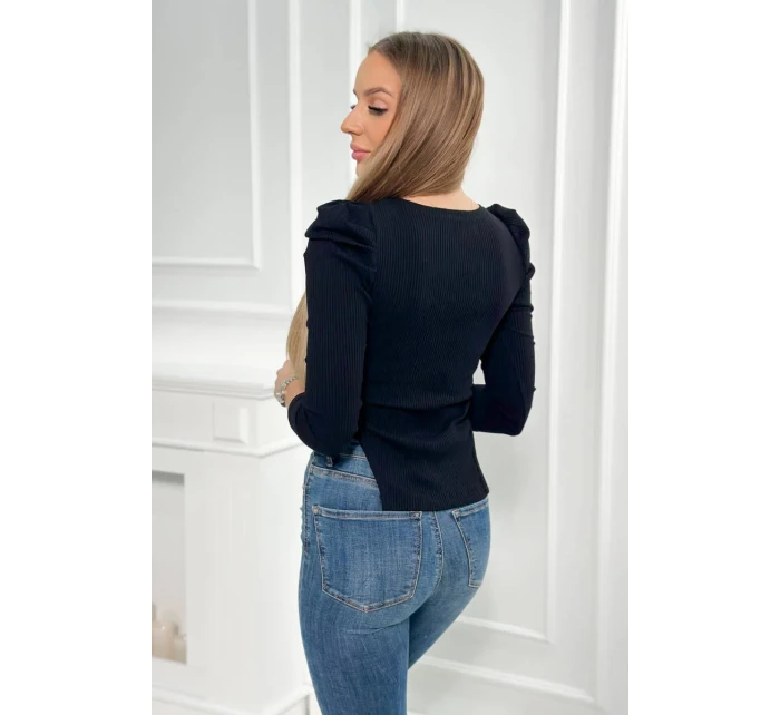 Halenka s buffovými rukávy černá