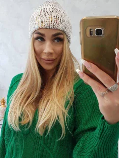 Čepice s mohérem Leopard K233 bílá