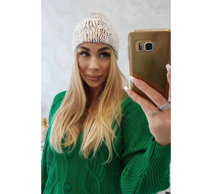 Čepice s mohérem Leopard K233 bílá