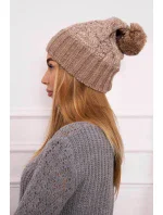 Fleecová čepice Paris model 18750773 tmavě béžová - K-Fashion Fleecová čepice Paris model 18750773 tmavě béžová - K-Fashion