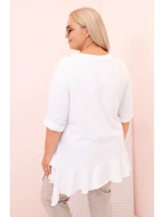 Dámská blůza Plus Size s model 21259116 kapsou a ohrnutým rukávem kiwi - K-Fashion