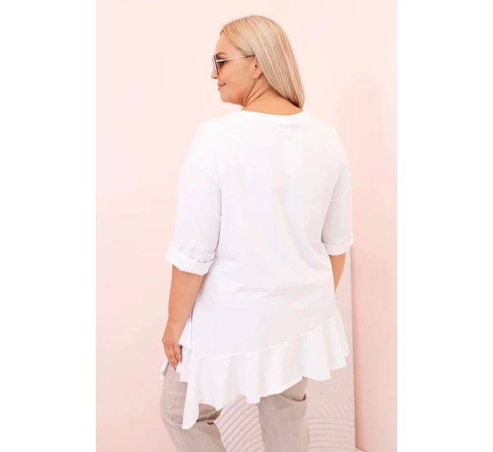 Dámská blůza Plus Size s model 21259116 kapsou a ohrnutým rukávem kiwi - K-Fashion