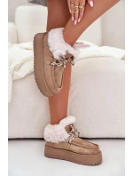 Nízké dámské sněhové boty na platformě s kožešinou tmavě béžové Neathren Nízké dámské sněhové boty na platformě s kožešinou tmavě béžové Neathren