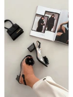 Sandály na podpatku s ozdobou D&A MR52-238 Černé Sandály na podpatku s ozdobou D&A MR52-238 Černé