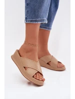 Zdobené dámské sandály na platformě z eko kůže Béžové model 21954702 - Boto