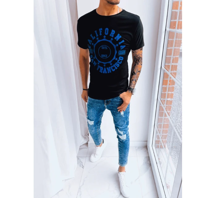 Pánské tričko s potiskem černé Dstreet RX5085 Pánské tričko s potiskem černé Dstreet RX5085