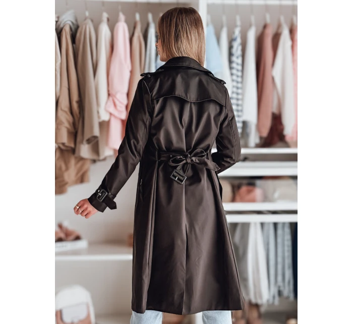 Dámský dlouhý kabát s páskem SLIMFOTA černý FashionStreet NY0747