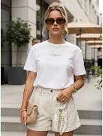 Dámské tričko oversize s výšivkou PARISSTEN bílé FashionStreet RY2886