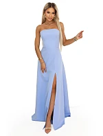 maxi šaty s rozparkem a zavazováním na zádech modré model 22064822 - numoco maxi šaty s rozparkem a zavazováním na zádech modré model 22064822 - numoco