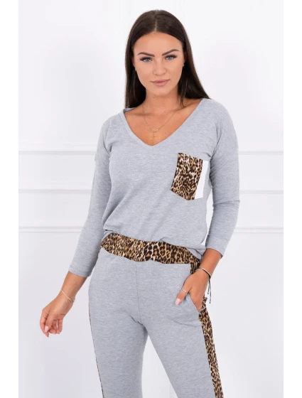 Sada s leopardím potiskem šedá Sada s leopardím potiskem šedá