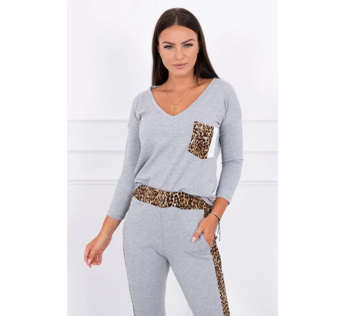 Sada s leopardím potiskem šedá Sada s leopardím potiskem šedá