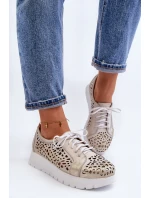 Kožené Polobotky Na Platformě Bežové model 21646202 - Zazoo Kožené Polobotky Na Platformě Bežové model 21646202 - Zazoo