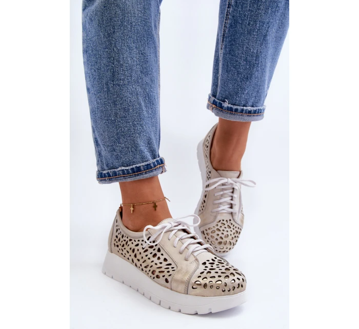 Kožené Polobotky Na Platformě Bežové model 21646202 - Zazoo Kožené Polobotky Na Platformě Bežové model 21646202 - Zazoo