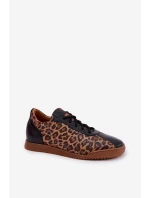 Dámské Kožené Sportovní Boty S Leopardím Vzorem Laura 2935 Hnědé