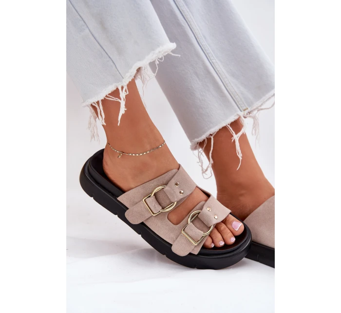 Dámské Sametové Sandały S Dekorativními Přezkami Big Star RR274659 Světle Růžové Dámské Sametové Sandały S Dekorativními Přezkami Big Star RR274659 Světle Růžové