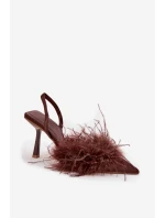 Lodičky s a otevřenou patou čokoládové model 21715217 - Boto