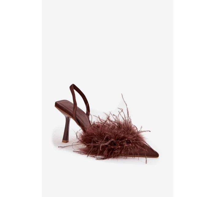 Lodičky s a otevřenou patou čokoládové model 21715217 - Boto