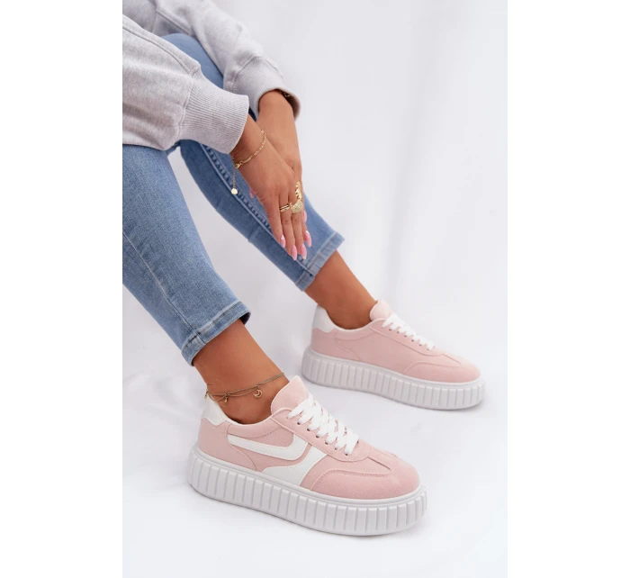 Dámské tenisky na platformě z eko semiše Růžové Cadrina