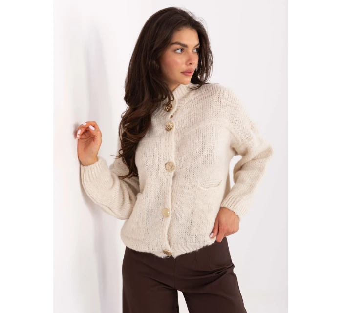 Sweter MI SW model 21393022 jasny beżowy - FPrice Sweter MI SW model 21393022 jasny beżowy - FPrice