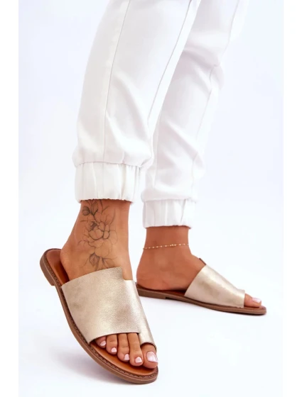 Dámské kožené žabky Světle zlatá Amite Dámské kožené žabky Světle zlatá Amite