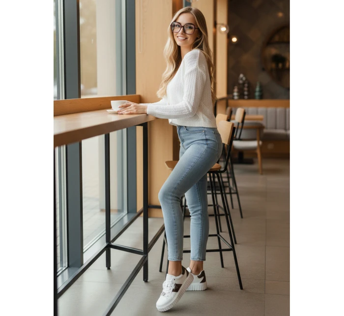 Dámský prolamovaný svetr GOFFY white FashionStreet MY2278