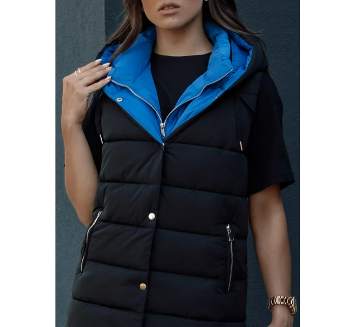 Dámská dlouhá prošívaná vesta s kapucí černá Dstreet model 21979844 - FashionStreet