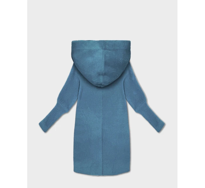 modrá bunda přehoz přes oblečení typu alpaka s kapucí model 21479154 - MADE IN ITALY
