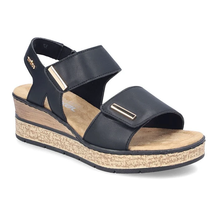 Sandały damskie na czarne na  model 22087158 - Rieker