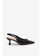 Lakované Sandály Na S Mašlí Černé model 21699990 - Boto Lakované Sandály Na S Mašlí Černé model 21699990 - Boto