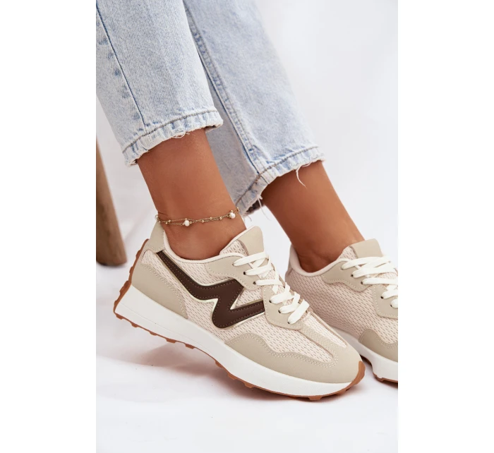 Dámské sportovní boty na platformě béžové model 21919426 - Boto