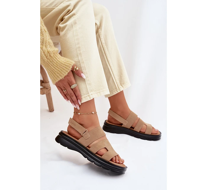 Dámské sandály semišové Big Star TT274482 Béžové