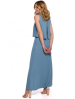 Maxi šaty s volánem  modré model 18002661 - Makover