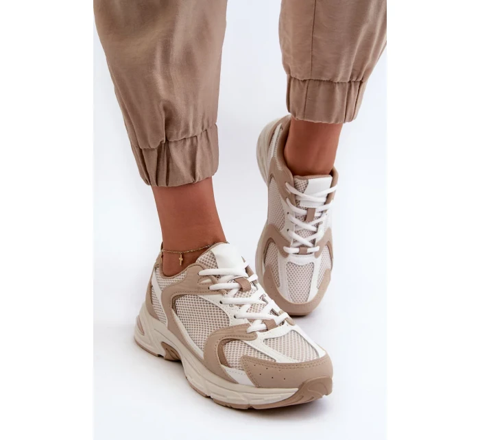 Béžové dámské tenisky sportovní boty model 20453821 - Kesi Béžové dámské tenisky sportovní boty model 20453821 - Kesi