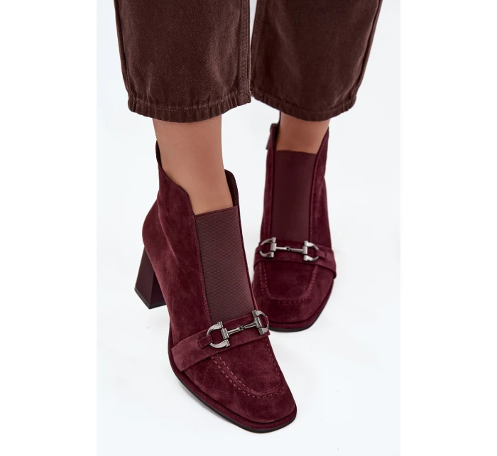 Dámské semišové botky na podpatku Artiker – bordó