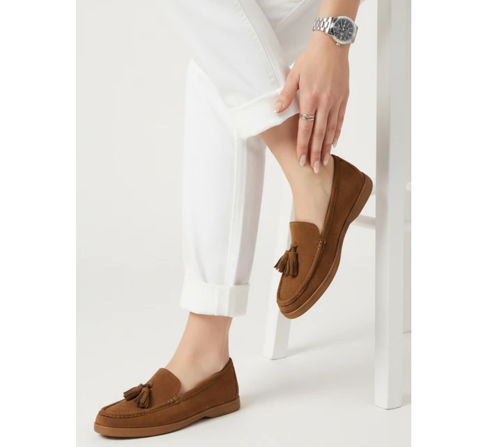 Dámské semišové hnědé mokasíny FashionStreet ZY1343