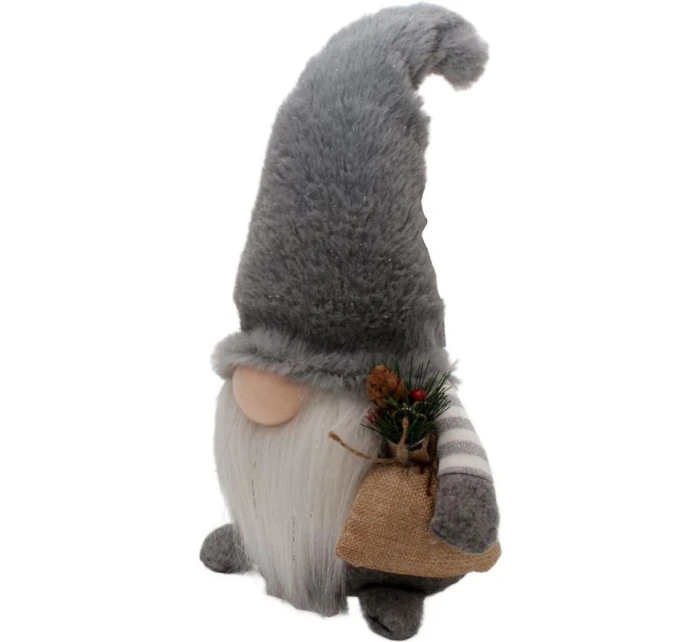 DEKORATIVNÍ PLYŠOVÝ TRPASLÍK LED 38CM ŠEDÝ