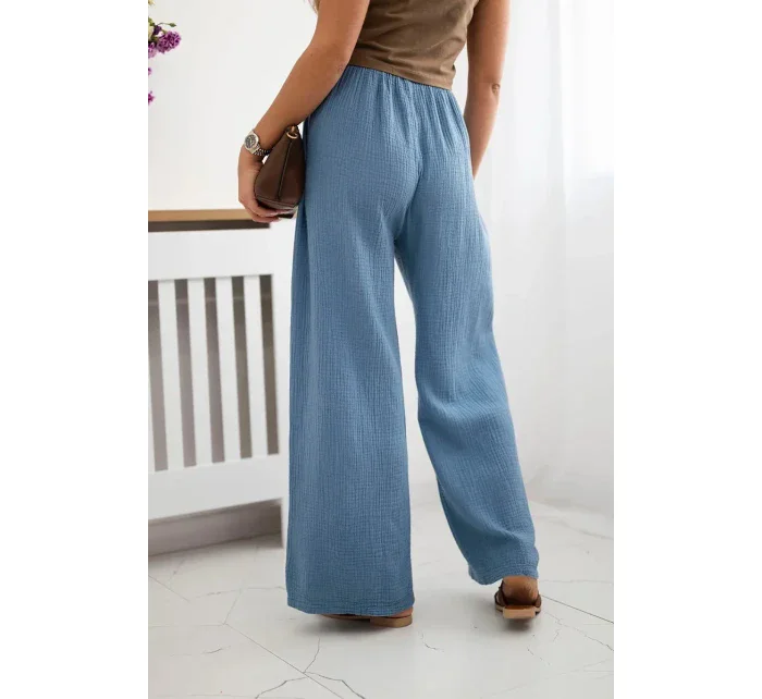 Mušelínové kalhoty se širokou nohavicí Džínovina