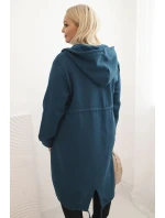 Dámská mikina zateplená Plus Size s kapucí a model 21480759 výstřihem hnědá - K-Fashion